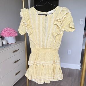LoveShackFancy Yellow Mini Dress